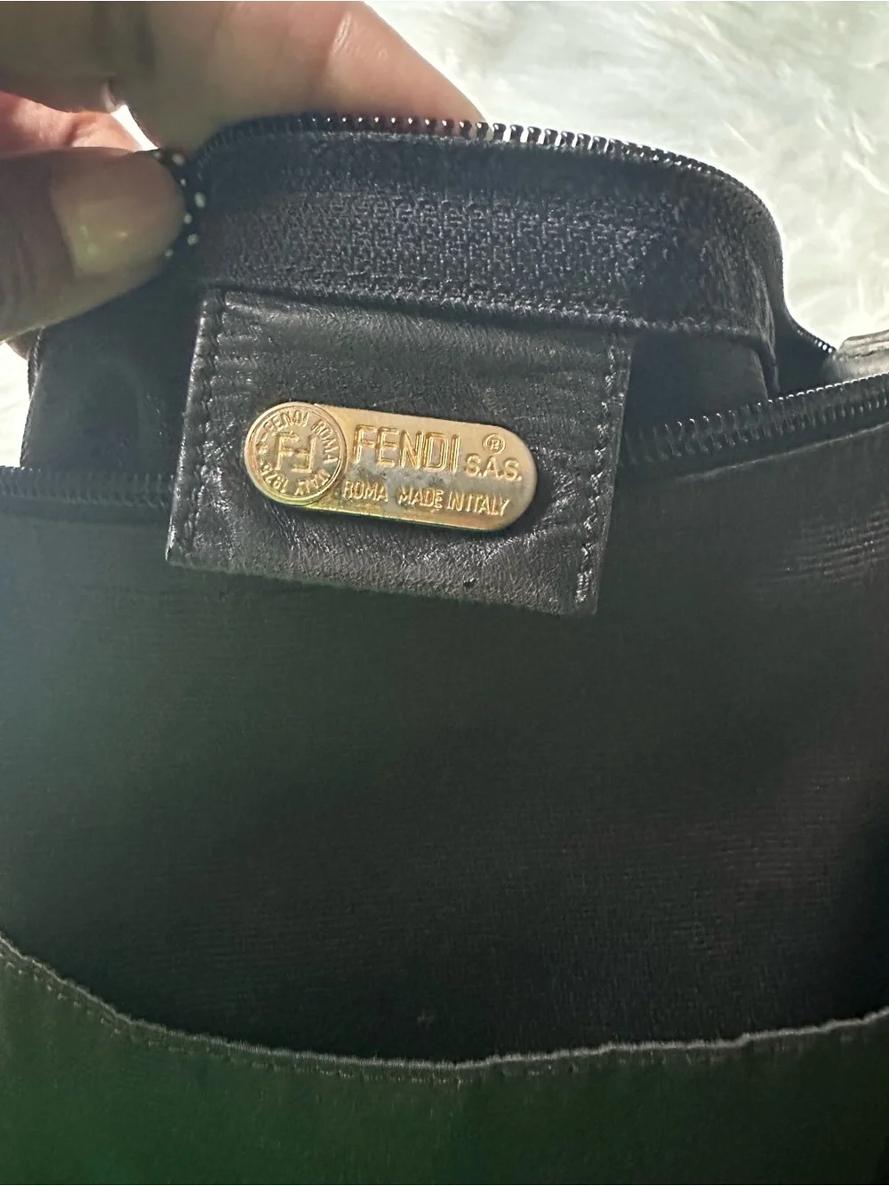 Vintage Fendi Roma 1925 Black Nylon Messenger Crossbody Bag